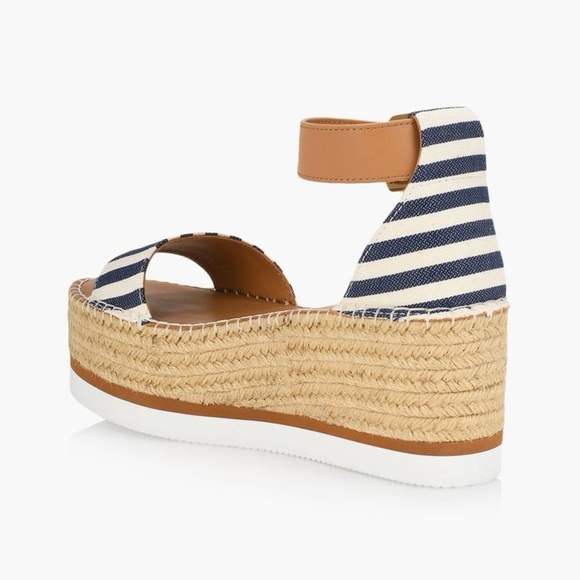 See by Chloe stripe Glyn wedge espadrille sandals - EU 38 (US 7 - 8) NWOT - Picture 3 of 6